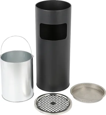 Produktbild von Standaschenbecher Aschenbecher Mülleimer Ascher  für draußen Mülleimer mit Aschenbecher Abfalleimer mit Inneneimer 25x25x60cm