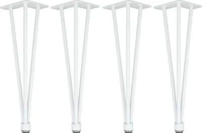 Produktbild von Natural Goods Berlin HAIRPIN Legs Adjustable, Haarnadelbeine, höhenverstellbar, Tischbeine, Tischgestell, Weiß, 40 cm, 4 Stück