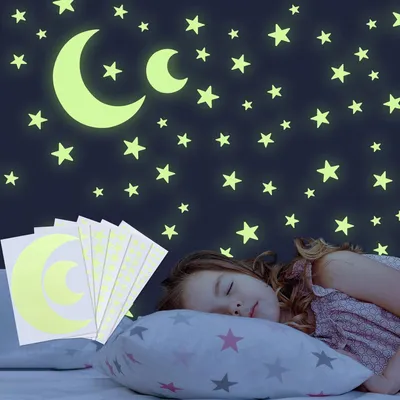 Imagen del producto de Juego de pegatinas luminosas en forma de estrellas, 318 unidades, de diferentes tamaños, autoadhesivas, para habitaciones infantiles