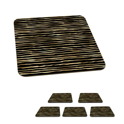 Obrázok produktu pre KitchenYeah® Podložky pod sklo štvorcové sada 6 vzorov - zlaté - čierne 10x10 cm Podložky pod poháre - Podložky pod nápoje - Chrániče na stôl - Podložky pod poháre na stôl