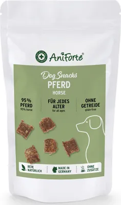 Produktbild von AniForte Dog Snacks Pferd 150 g - Natürlicher Hundesnack mit viel Pferdefleisch als leckere Belohnung, Hunde Leckerli getreidefrei & ohne Zusätze