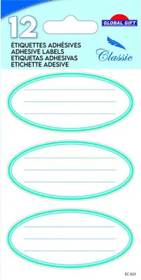 Produktbild von 12 Schuletiketten - Oval - Blau