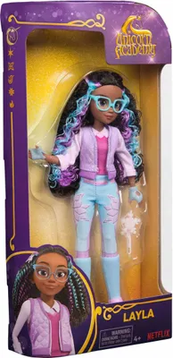 Produktbild von Spin Master Modepuppe Unicorn Academy Pop Layla, 24 cm, Mehrfarbig, bewegliche Gelenke, bürstbares Haar, Einhorn-Reiter-Outfit, 7 Teile, zum Spielen und Sammeln, ab 4 Jahren, Netflix-Serie