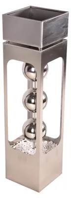 Produktbild von Pflanzsäule NIKLAS mit Brunnen Silber Edelstahl | Pflanzkübel hoch Blumenkübel Pflanzkasten