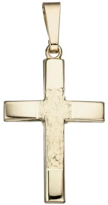 Produktbild von Anhänger Kreuz 26,6mmx16,4mm aus 585 Gold Gelbgold teilgehämmert Goldkreuz