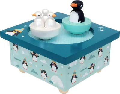 Produktbild von Trousselier 6295008 Spieluhr mit tanzenden Figuren für Kinder, Pinguine, magnetisch, Musikbox, Musikspieluhr
