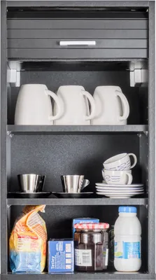 Produktbild von SIMMOB Küchenschrank Schrank Oberschrank Hängeschrank mit Rollladentür B 40 cm, Farbe:Schwarz