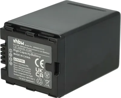 Produktbild von vhbw Akku Ersatz für Panasonic VW-VBN260E-K, VW-VBN260E, VW-VBN260, VW-VBN390 für Videokamera Camcorder (3300 mAh, 7,2 V, Li-Ion) + Infochip