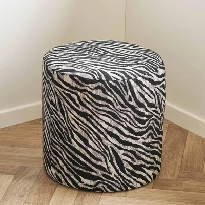 Image de Collection Maison, pouf Ø 40 cm, motif Eira Zebra