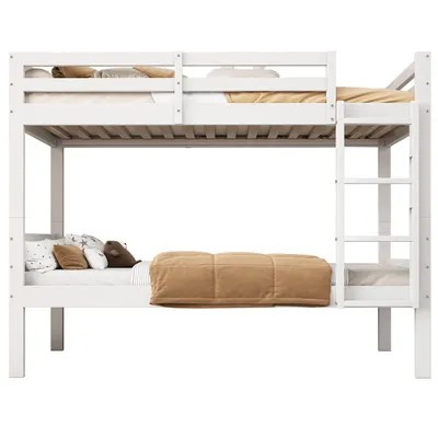 Produktbild von Etagenbett mit 2 Liegeflächen, Rausfallschutz und Rollrost, 90x200 cm, umbaufähig zu 2 Einzelbetten, Kinderbett, Kiefer