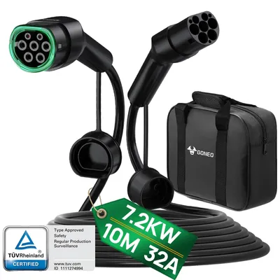 Produktbild von Ladekabel für Elektrofahrzeuge, Typ 2 & CCS2-Kompatibilität, langlebiges Design, 7kW 32A 10M