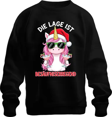 Immagine prodotto di The Situation is Boozy Christmas Unicorn Booze Unisex Felpa Pullover, Nero, S