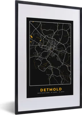 Produktbild von MuchoWow® Gerahmtes Poster Gold - Deutschland - Karte - Detmold 40x60 cm - Poster mit Schwarzem Bilderrahmen Wandposter Rahmen Foto Bilder - Poster in Rahmen