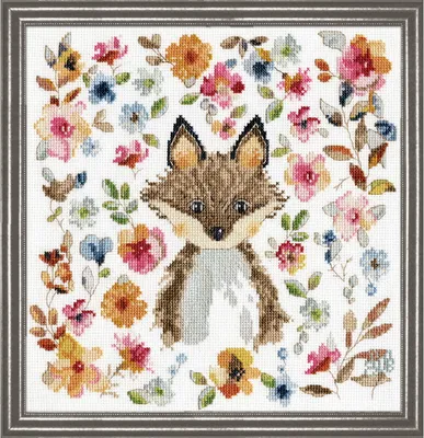 Obrázok produktu pre Súprava na vyšívanie krížikom "Akvarelová líška", počítaný vzor, 25x25cm