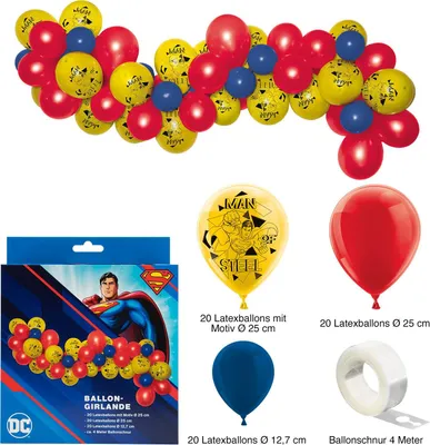 Produktbild von Ballongirlande Set Superman 60-tlg Ballonbogen Kindergeburtstag Ballons mit Band