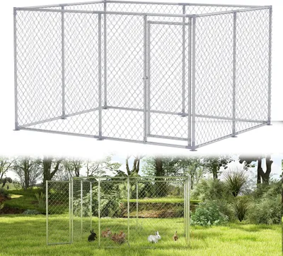 Produktbild von UISEBRT 2.5x2x1.5m offener Sommer-Hühnerstall ohne Dach verzinktes Freilaufgehege mit abschließbarer Tür für Hühner Gänse Küken