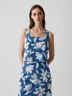 Produktbild von GAP Damen Crop-Top aus Leinen, ärmellos, mit quadratischem Ausschnitt, Größe L