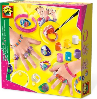 Produktbild von SES Creative 1007 Ringe und Armbänder DIY Schmuck-Bastelset zum Bemalen für Kinder, Schmuck-Bastelset für Kinder, 6 Jahr(e), Mehrfarbig, 1 Stück(e)