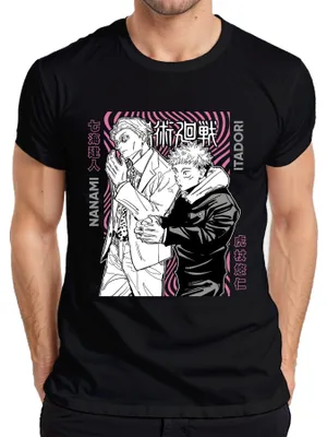 Zdjęcie produktu dla Koszulka męska Jujutsu Kaisen Nanami Itadori Anime Aesthetics Gift Manga Retro, Czarny, XXL