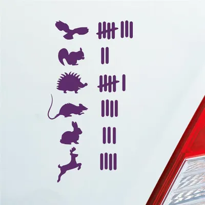 Produktbild von Auto Aufkleber Strichliste Liste Tuning Tiere Animal 15x8 cm Lila Sticker Heckscheibenaufkleber