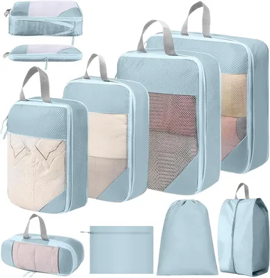 Immagine prodotto di Sacchetti organizzatori per valigia - Set da 8 pezzi - Espandibili - Blu