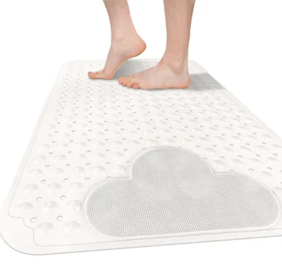 Immagine prodotto di Tappetino antiscivolo per doccia, 60x90 cm, in TPE bianco, con ventose e fori di scarico