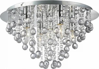 A close-up, studio shot of a crystal chandelier.