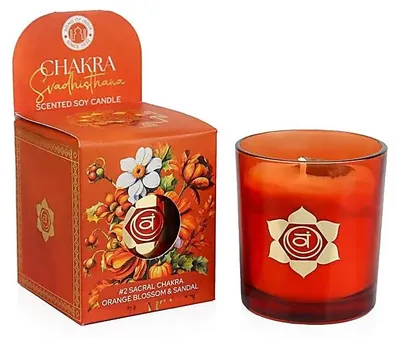 Produktbild von Duftkerze aus Sojawachs Svadhisthana-Chakra Orangenblüte & Sandelholz -- 130g