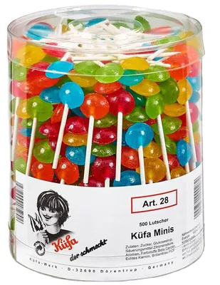 Produktbild von Küfa Minis bunte Lutscher mit Fruchtgeschmack 500 Stück 1500g