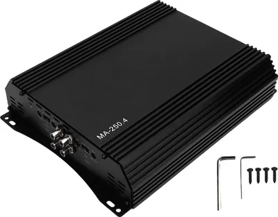 Immagine prodotto di amplificatore per auto a 4 canali, 12 V x 250 W, stereo con elevata potenza di uscita, in lega di alluminio, classe D
