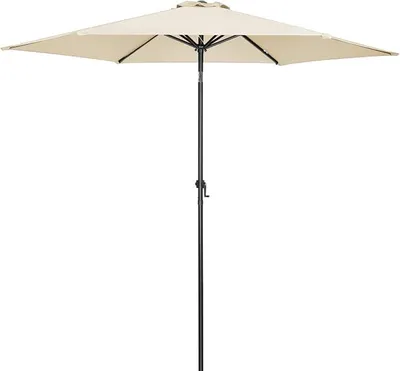 Produktbild von Sonnenschirm 300 cm UV Schutz 80+ Abdeckung Kurbel Knickbar Alu Rund Balkon Terrasse Garten Balkonschirm Kurbelschirm Marktschirm Beige