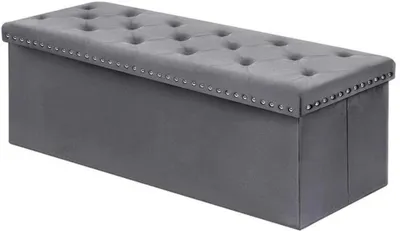 Produktbild von Azomor® Faltbare graue Sitzbank mit Stauraum und Samtdeckel