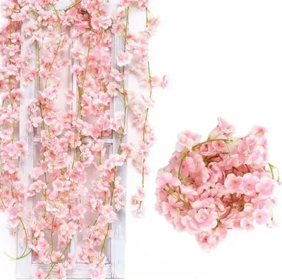 Produktbild von 3 Stück 180cm Künstliche Kirschblüten Girlande Blumenranke,Künstliche Blumengirlande Deko,Kirschblütengirlande,Künstliche Blume Girlande für Außen und Innenhochzeit Wand Schlechte Dekoration