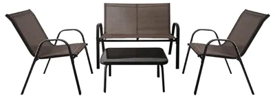 Produktbild von Terrassenmöbel-Set - Gartentisch-Set - Lounge-Set - Gartenmöbel-Set - Balkonmöbel - Metallgestell - Tischplatte aus gehärtetem Glas