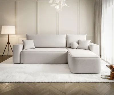 Produktbild von Ecksofa Schlafsofa Sofa AGEPO Stoff Curio Creme Ottomane Rechts