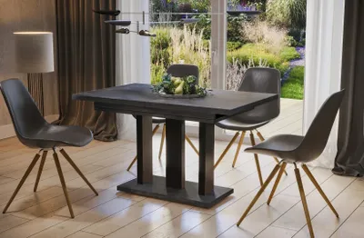 Zdjęcie produktu dla Stół rozkładany APPIA 130(210)x80 beton ciemny/czarny mat