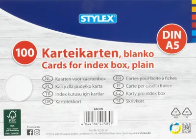 Produktbild von 100 Karteikarten / DIN A5 / blanko