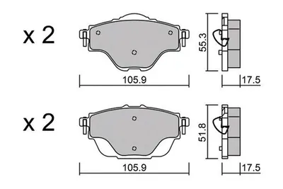 Produktbild von AISIN Bremsbeläge Satz Hinten Bremsklötze passend für PEUGEOT 3008 SUV (M) BPPE-2014