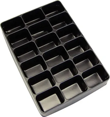 Produktbild von Einleger/Einteiler für Sortierkästen mit 18 Fächer | HxBxT 4,5x22x31cm | Schwarz