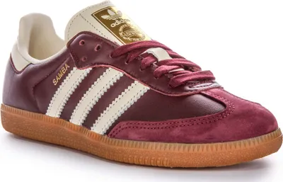 Produktbild von Adidas Samba OG Retro Klassiker Trainer mit Schnürung Herren Ledersneaker in Bordeaux – 6 UK - 39 1/3 EU - 6.5M/7.5F US / Maroon