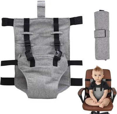 Image de Ceinture de sécurité pour chaise haute - Sangle pour siège auto de voyage - Ceinture réglable pour bébé - pour les voyages et les sorties - gris