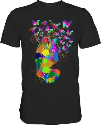 Produktbild von Bunte Schmetterlinge Splash T-Shirt – Black / M