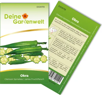 Produktbild von Okra Clemson Spineless Samen - Abelmoschus esculentum - Okrasamen - Gemüsesamen - Saatgut für 10 Pflanzen