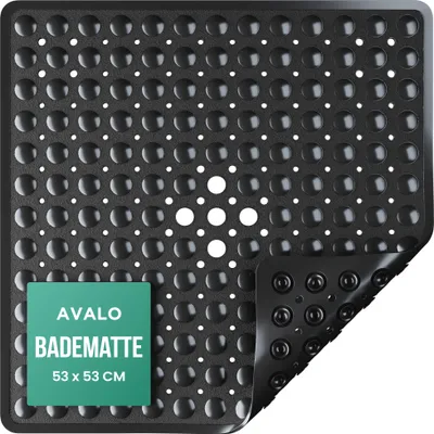 Produktbild von Strex Badewannenmatte rutschfest / Duschmatte - 53x53CM - Schwarz - Mit Saugnäpfen - Duschmatte Antirutsch für Dusche - Antirutschmatte