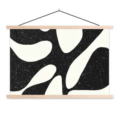 Produktbild von MuchoWow® Textilposter Pflanze - Schwarz - Minimalismus 60x40 cm mit holzfarbenen Rahmen - Bilder