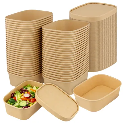 50er-Pack Kraftpapier-Abholboxen 650 ml, rechteckig, 17,3x12x5,1 cm