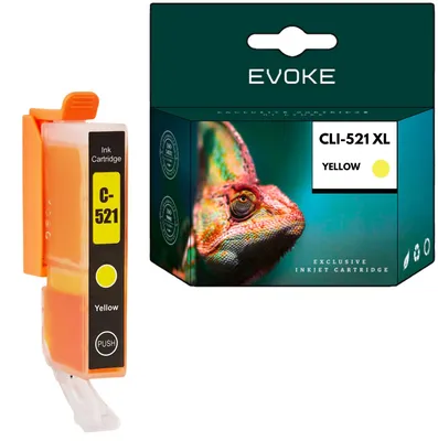Produktbild von Evoke kompatible Tinte für Canon CLI-521 2936B CLI521Y Gelb 10,5 ml 510 Seiten PIXMA iP3600 iP4600 iP4700 MP540 MP550 MP560 MP620 MP640