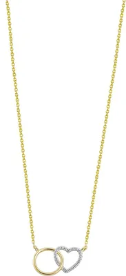 Produktbild von Xenox Damen 925 Sterling Silber Halskette mit Herz-Anhänger 18K vergoldet und Zirkonia in goldfarben - LOVE STORY - XS3611G