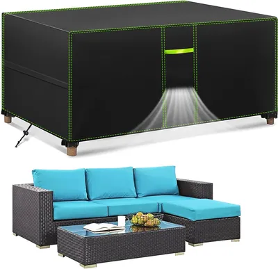 Produktbild von Abdeckung Gartenmöbel Wasserdicht, Winterfest Schutzhülle Gartenmöbel, 420D Oxford Plane für Gartentisch Möbelsets Terrassenmöbel, Rechteckig Tischabdeckung Gartenmöbel 180x120x74cm