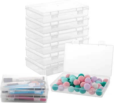 Obrázok produktu pre Sada plastových boxov, 8 kusov, 15,5 x 9,3 x 3 cm, priehľadné, stohovateľné, na uskladnenie
